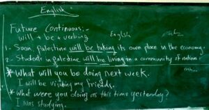 Blackboard in a Gaza School - future continuous