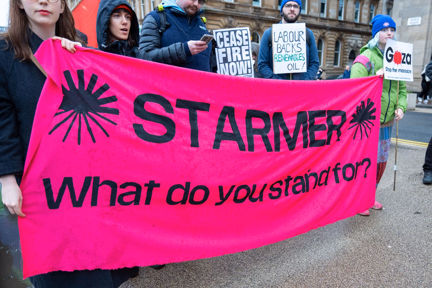 In an Age of Monsters these protestors ask what Starmer stands for
