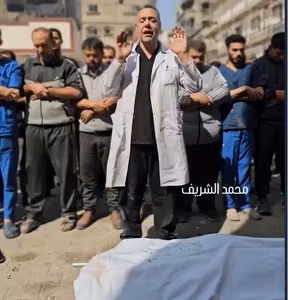 Dr Husam Abu Safiyah mourns his son - Hospitals in northern Gaza