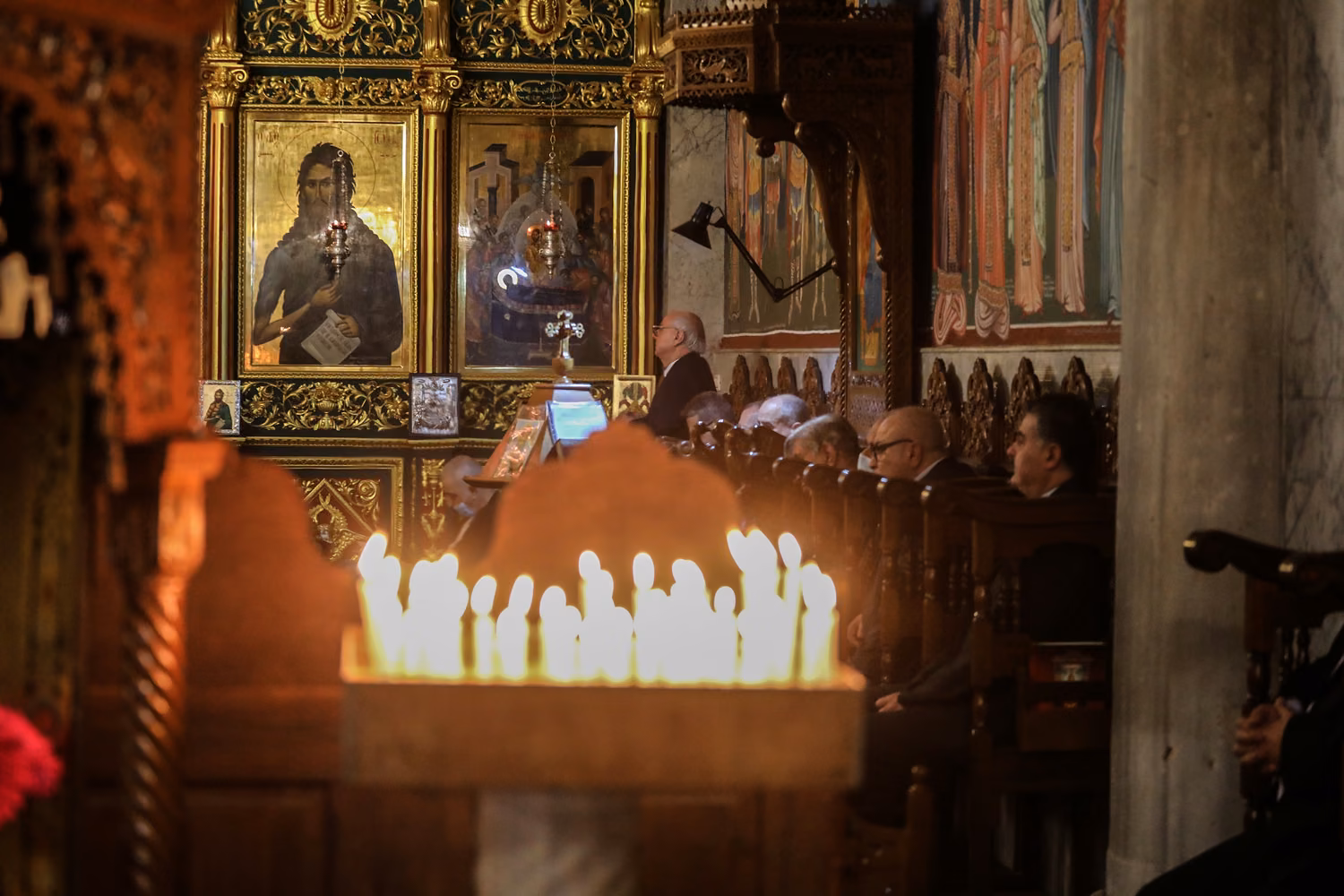 Candles alight in Church