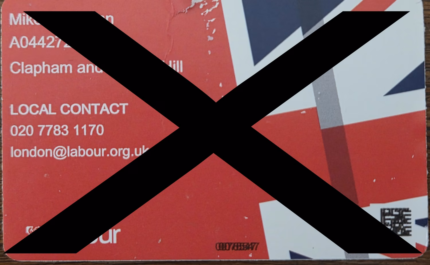 Mike Cushman membership card crossed through - Labour Party Appeal